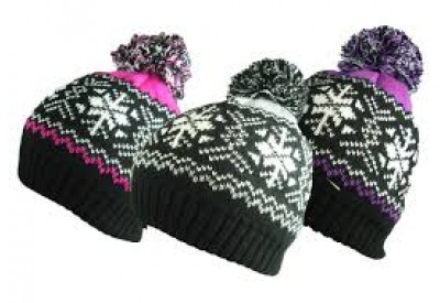 RockJock Ladies Knitted Fairisle Bobble Hat